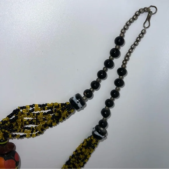 Vintage 1960s Multicolor and Multistrand Glass Beaded Necklace